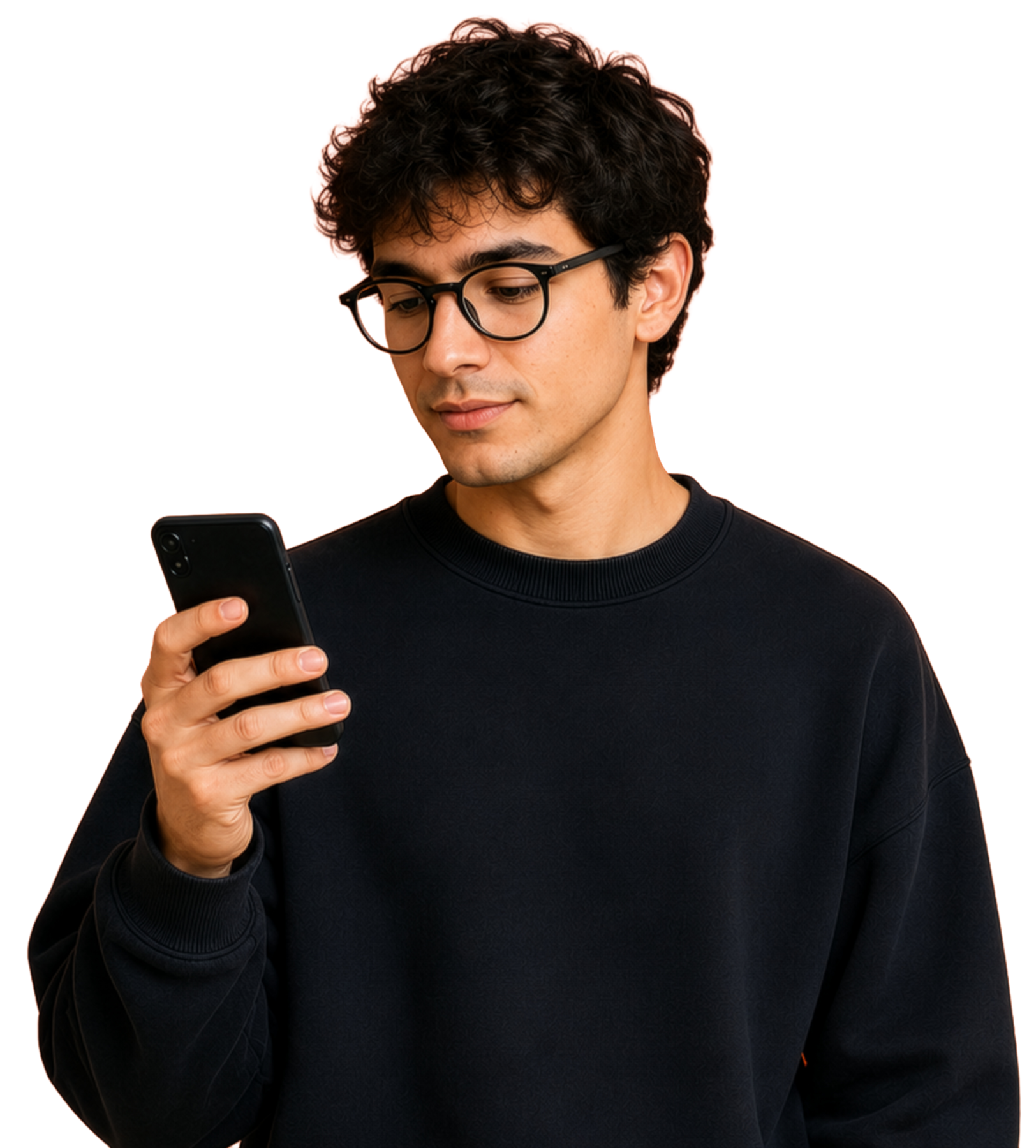 A person looking at a phone after Eliza handled a follow-up